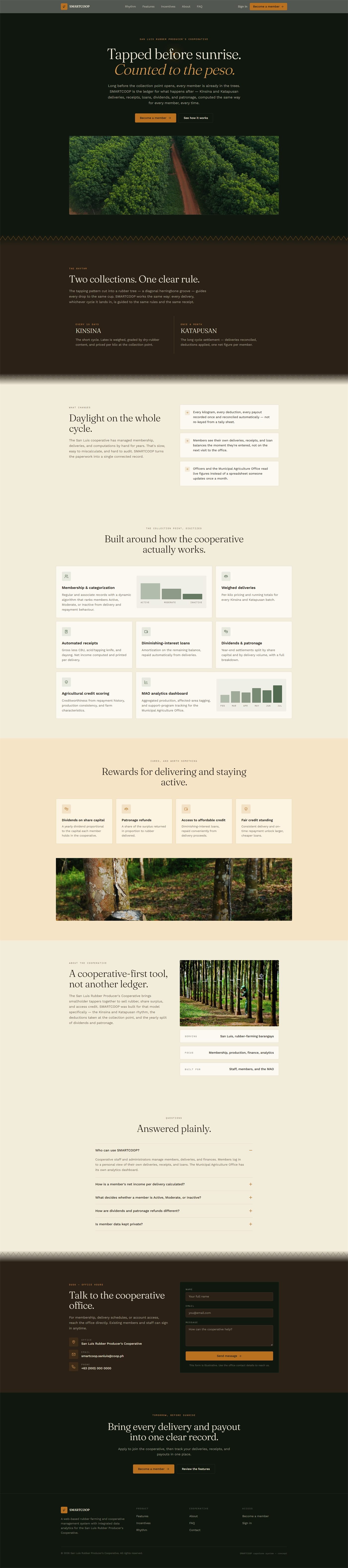 Cooperative Management System landing page
